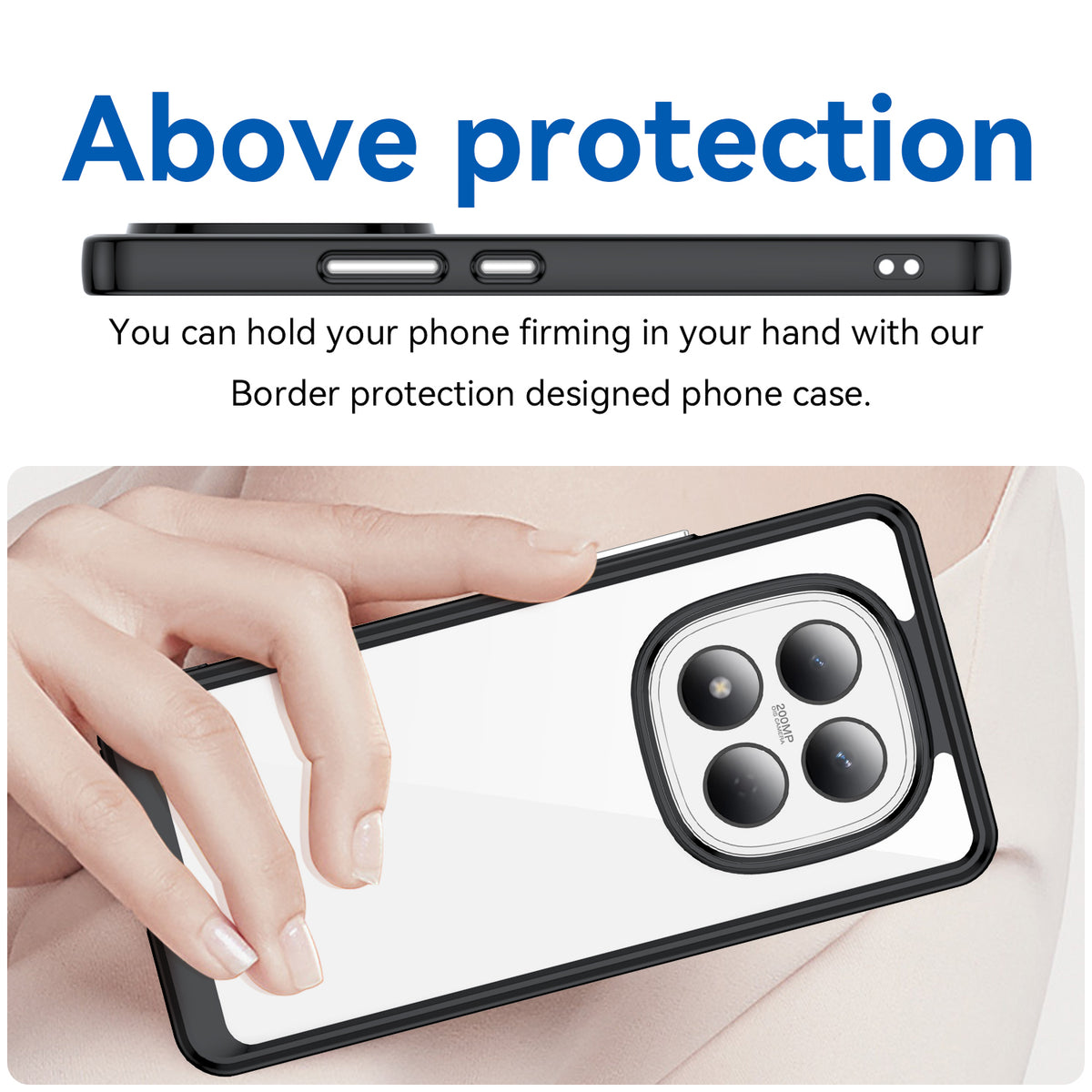 WANLONFENG mobilcover i XC-serien af TPU med akrylbeskyttelse og hærdet glas til Xiaomi Redmi Note 15 Pro 4G (Global) (stort linsehul)