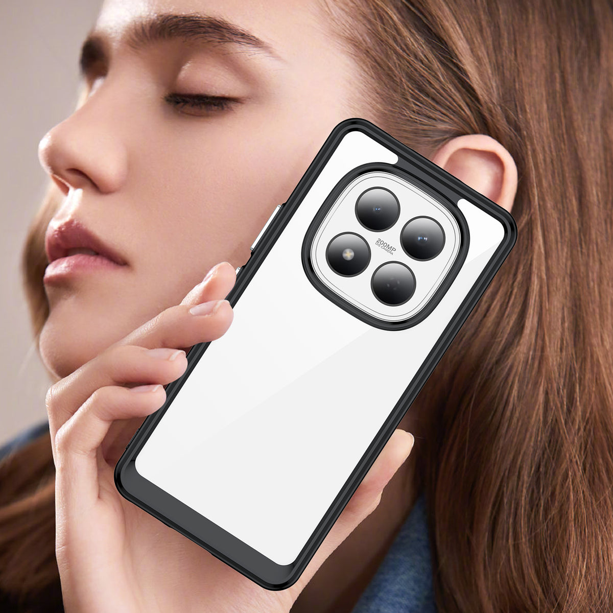 WANLONFENG mobilcover i XC-serien af TPU med akrylbeskyttelse og hærdet glas til Xiaomi Redmi Note 15 Pro 4G (Global) (stort linsehul)