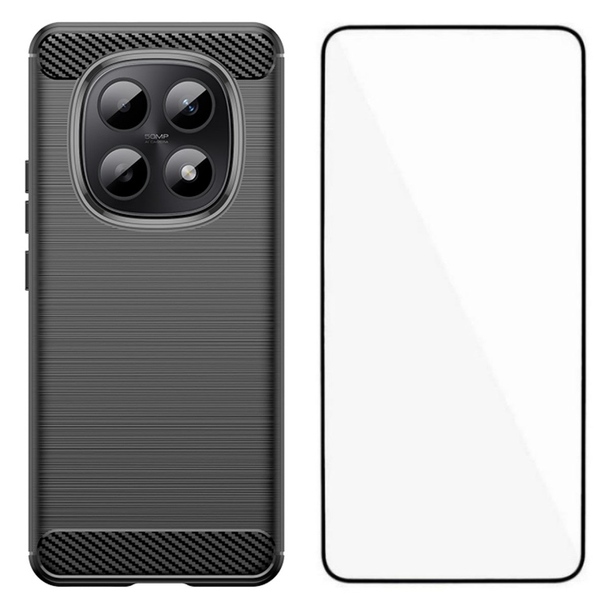 WANLONFENG För Xiaomi Poco M8 Pro 5G / Xiaomi Redmi Note 15 Pro+ 5G (Global) Skal med Skärmfilm LS-serien Stort Linshål Borstad Textur TPU mobilskal