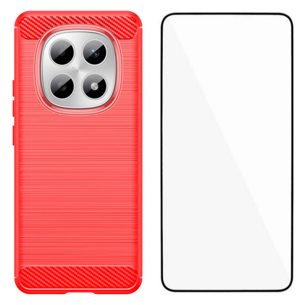 WANLONFENG För Xiaomi Poco M8 Pro 5G / Xiaomi Redmi Note 15 Pro+ 5G (Global) Skal med Skärmfilm LS-serien Stort Linshål Borstad Textur TPU mobilskal