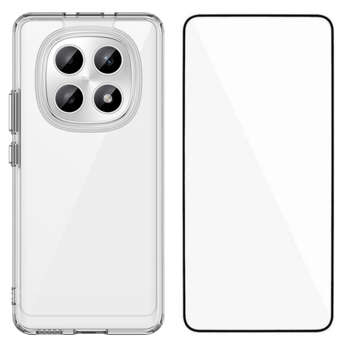 WANLONFENG För Xiaomi Redmi Note 15 Pro 5G (Global) Skal MF-serien TPU Akryl Genomskinligt mobilskal med Härdat Glasfilm