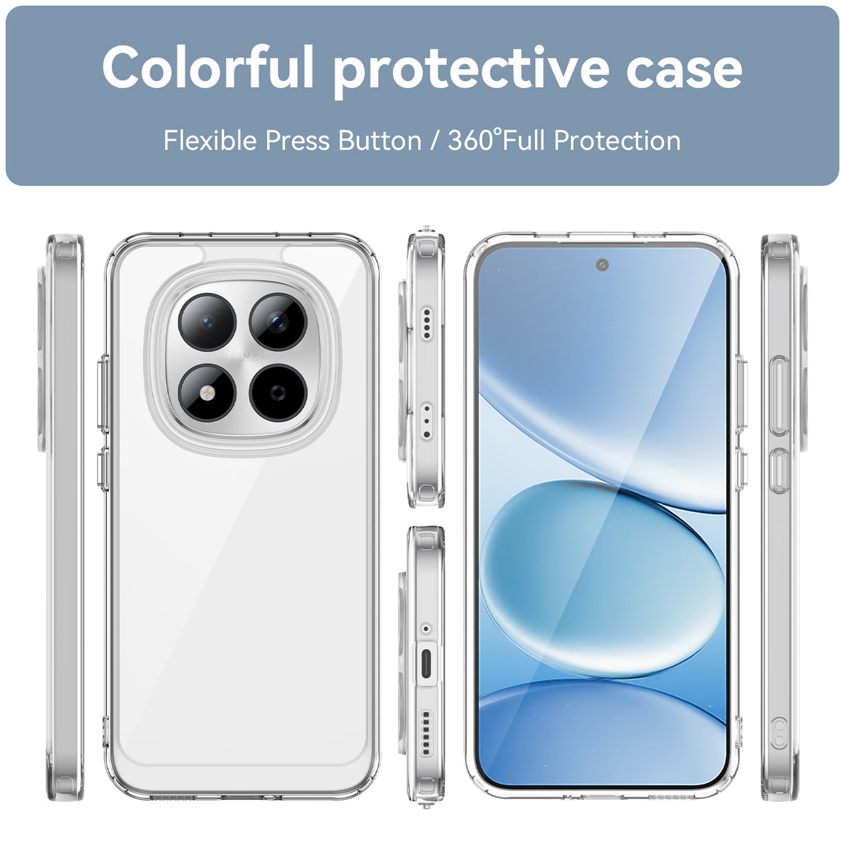 WANLONFENG För Xiaomi Redmi Note 15 Pro 5G (Global) Skal MF-serien TPU Akryl Genomskinligt mobilskal med Härdat Glasfilm