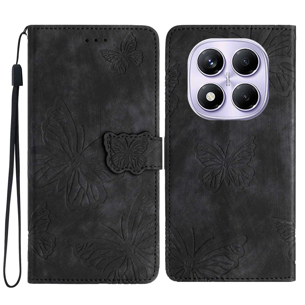 For Xiaomi Redmi Note 15 Pro 5G (Global) Case Butterfly Design Flip Wallet Leather Phone Cover Skin-Touch