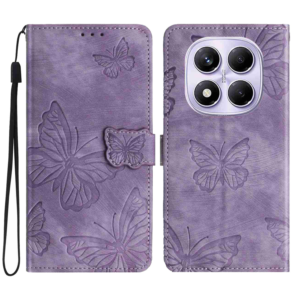 For Xiaomi Redmi Note 15 Pro 5G (Global) Case Butterfly Design Flip Wallet Leather Phone Cover Skin-Touch
