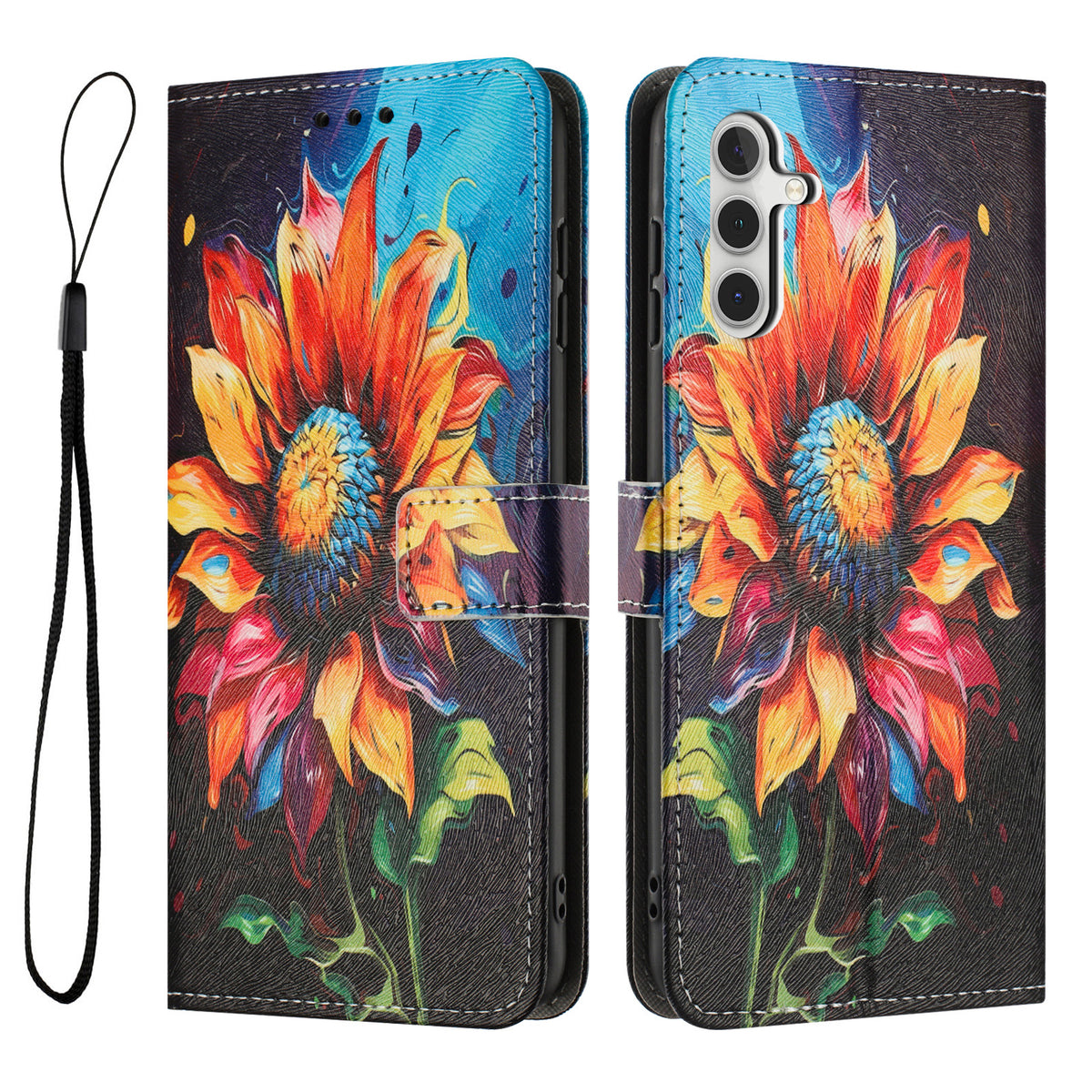 For Samsung Galaxy A37 5G Wallet Case Pattern Printing PU Leather Phone Cover with Lanyard