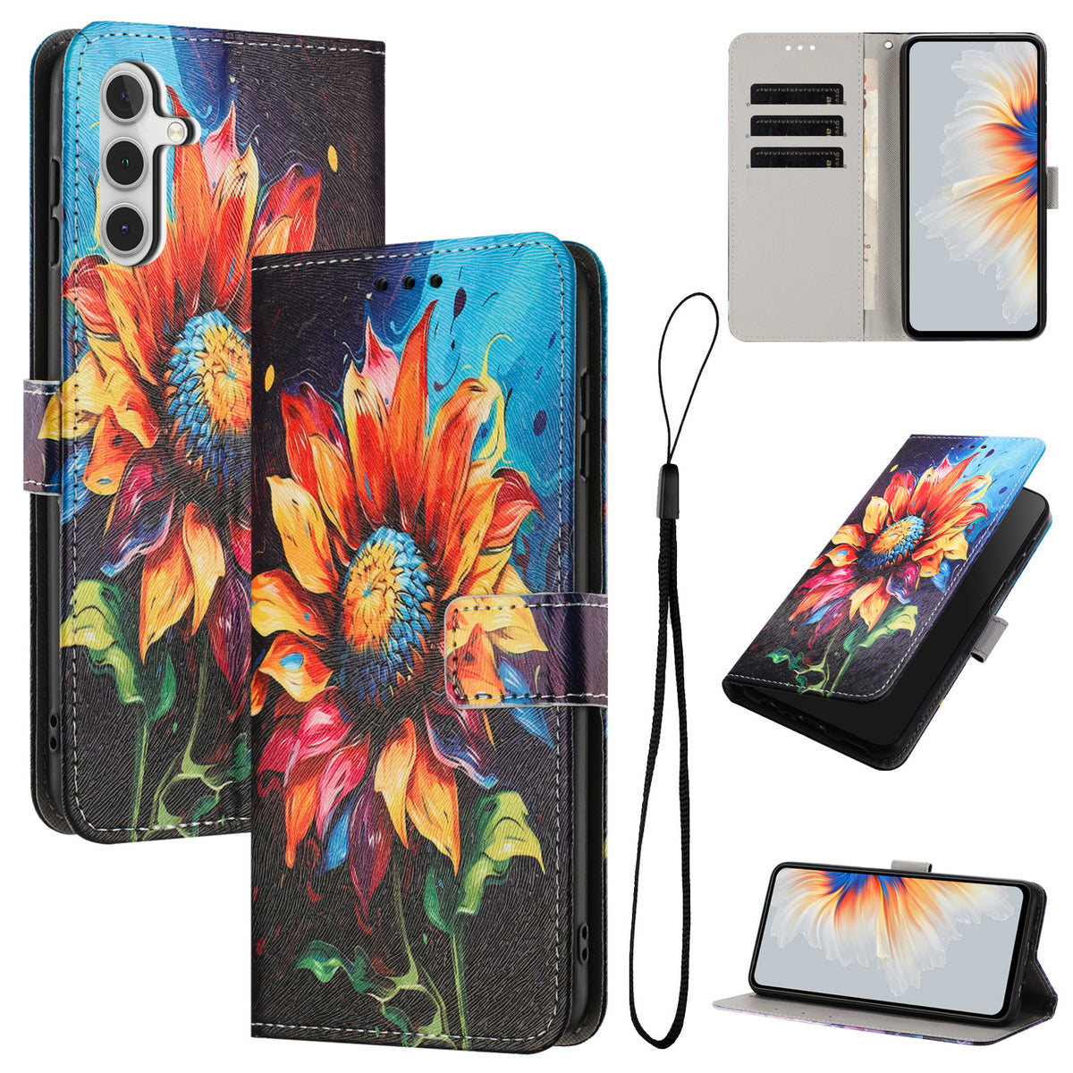 For Samsung Galaxy A37 5G Wallet Case Pattern Printing PU Leather Phone Cover with Lanyard