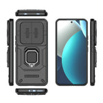WANLONFENG ZDX Series For Xiaomi Redmi Note 15 Pro 5G (Global) Case PC TPU Kickstand Phone Back Case with Lens Cover + Tempered Glass
