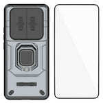 WANLONFENG ZDX Series For Xiaomi Redmi Note 15 Pro 5G (Global) Case PC TPU Kickstand Phone Back Case with Lens Cover + Tempered Glass