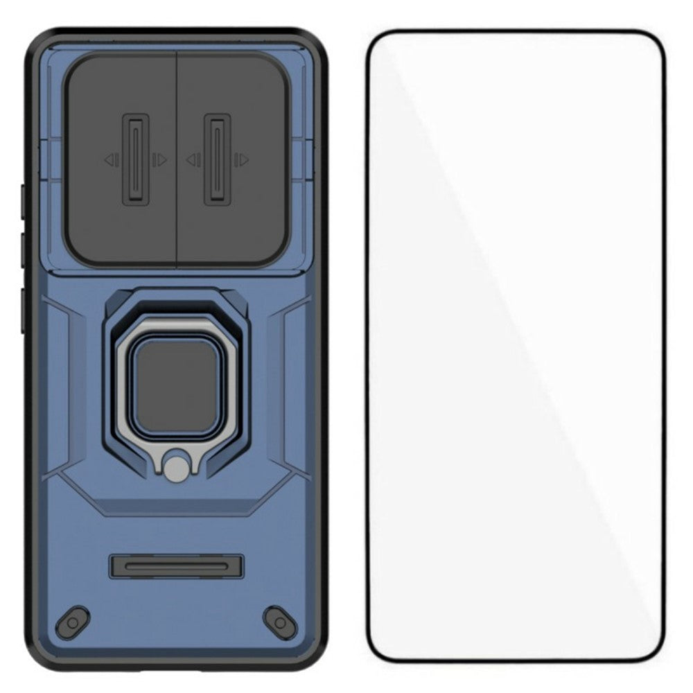 WANLONFENG ZDX Series For Xiaomi Redmi Note 15 Pro 5G (Global) Case PC TPU Kickstand Phone Back Case with Lens Cover + Tempered Glass