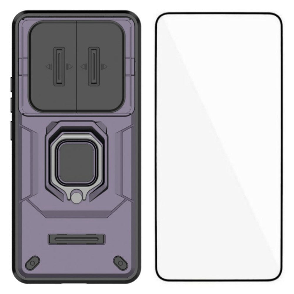 WANLONFENG ZDX Series For Xiaomi Redmi Note 15 Pro 5G (Global) Case PC TPU Kickstand Phone Back Case with Lens Cover + Tempered Glass