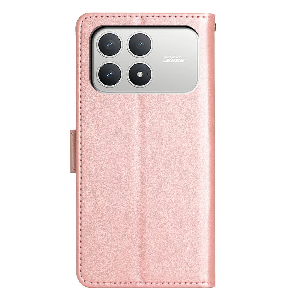 For Xiaomi Poco F8 Pro 5G  /  Redmi K90 5G Leather Wallet Case Butterfly Flower Imprinted Phone Cover with Strap