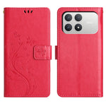 For Xiaomi Poco F8 Pro 5G  /  Redmi K90 5G Leather Wallet Case Butterfly Flower Imprinted Phone Cover with Strap
