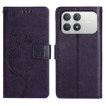 For Xiaomi Poco F8 Pro 5G  /  Redmi K90 5G Leather Wallet Case Butterfly Flower Imprinted Phone Cover with Strap