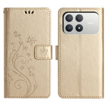 For Xiaomi Poco F8 Pro 5G  /  Redmi K90 5G Leather Wallet Case Butterfly Flower Imprinted Phone Cover with Strap