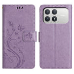 For Xiaomi Poco F8 Pro 5G  /  Redmi K90 5G Leather Wallet Case Butterfly Flower Imprinted Phone Cover with Strap