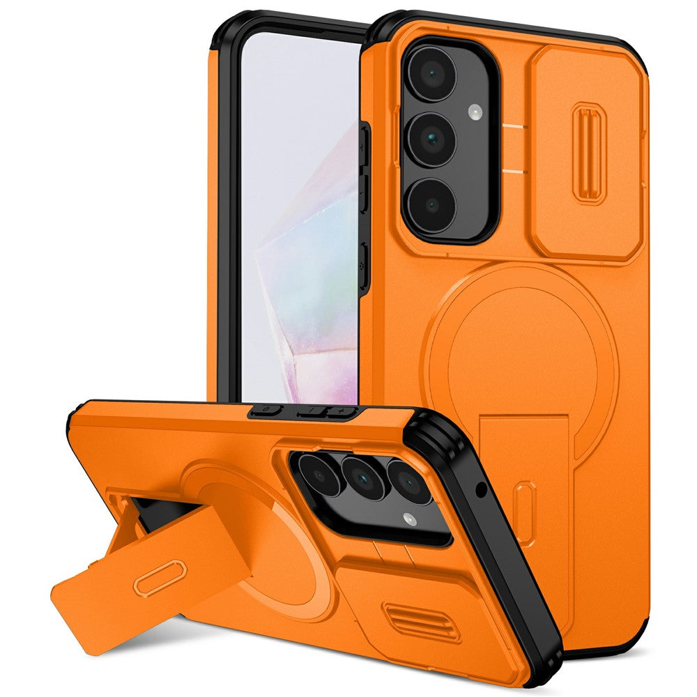 For Samsung Galaxy A35 5G Magnetic Case Kickstand Camera Slider PC + TPU Phone Cover