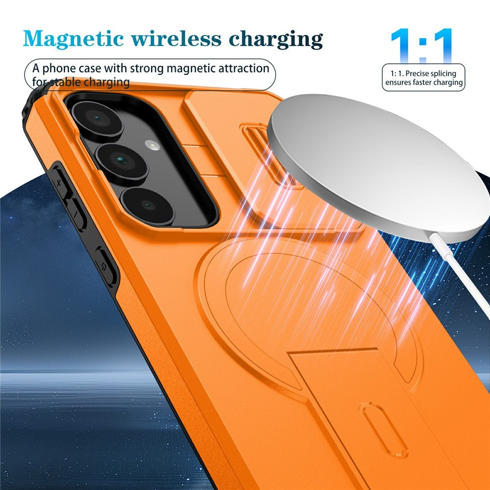 For Samsung Galaxy A35 5G Magnetic Case Kickstand Camera Slider PC + TPU Phone Cover