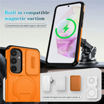For Samsung Galaxy A35 5G Magnetic Case Kickstand Camera Slider PC + TPU Phone Cover
