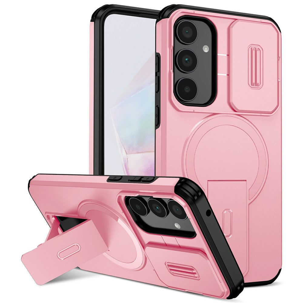 For Samsung Galaxy A35 5G Magnetic Case Kickstand Camera Slider PC + TPU Phone Cover