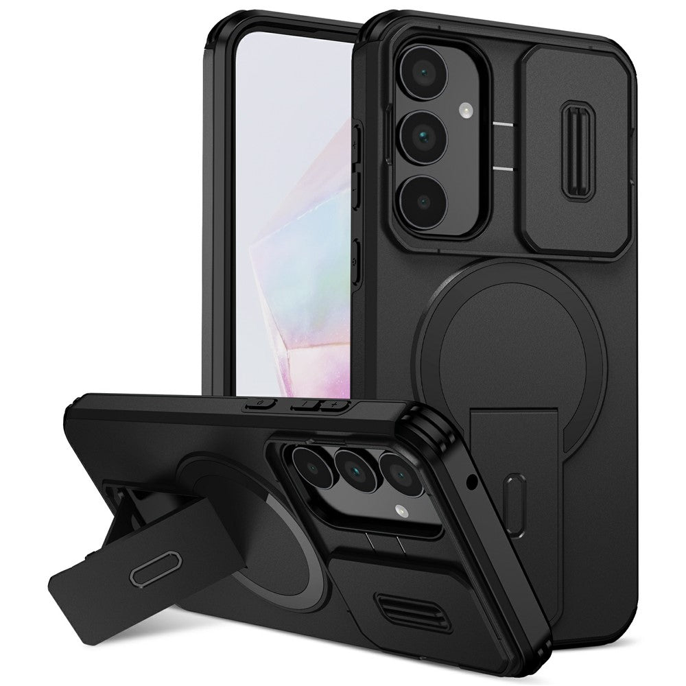 For Samsung Galaxy A35 5G Magnetic Case Kickstand Camera Slider PC + TPU Phone Cover