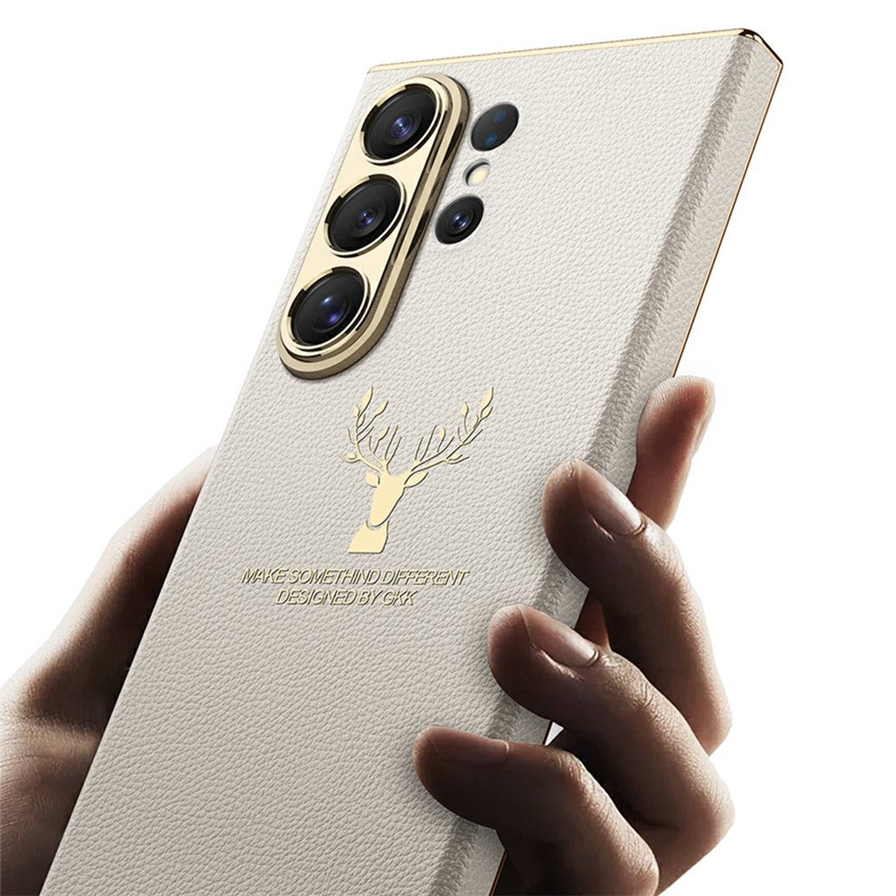 GKK For Samsung Galaxy S26 Ultra Phone Case Elk Pattern Electroplated Frame PC TPU PU Back Cover