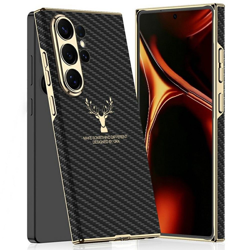GKK För Samsung Galaxy S26 Ultra mobilskal Älgmönster Elektropläterad Ram PC TPU PU Baksida