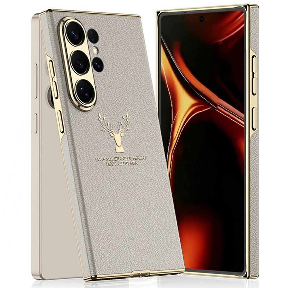 GKK För Samsung Galaxy S26 Ultra mobilskal Älgmönster Elektropläterad Ram PC TPU PU Baksida