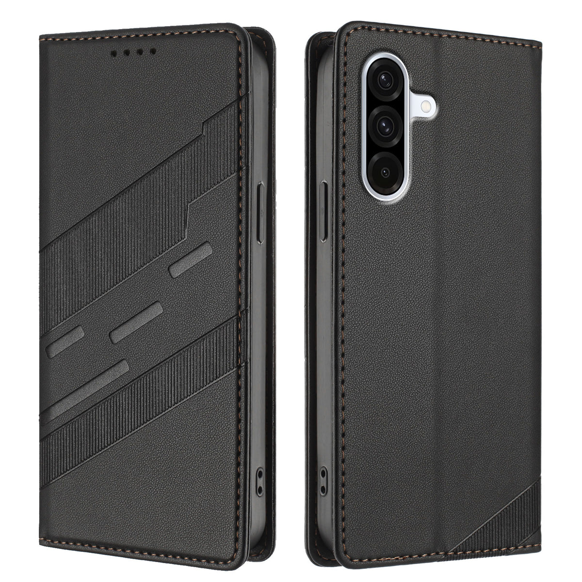 Samsung Galaxy A57 5G mobilskal Punk Style Präglat Plånboksfodral i Läder