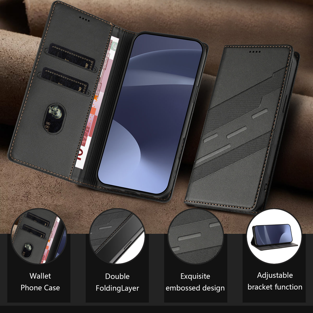 Samsung Galaxy A57 5G mobilskal Punk Style Präglat Plånboksfodral i Läder