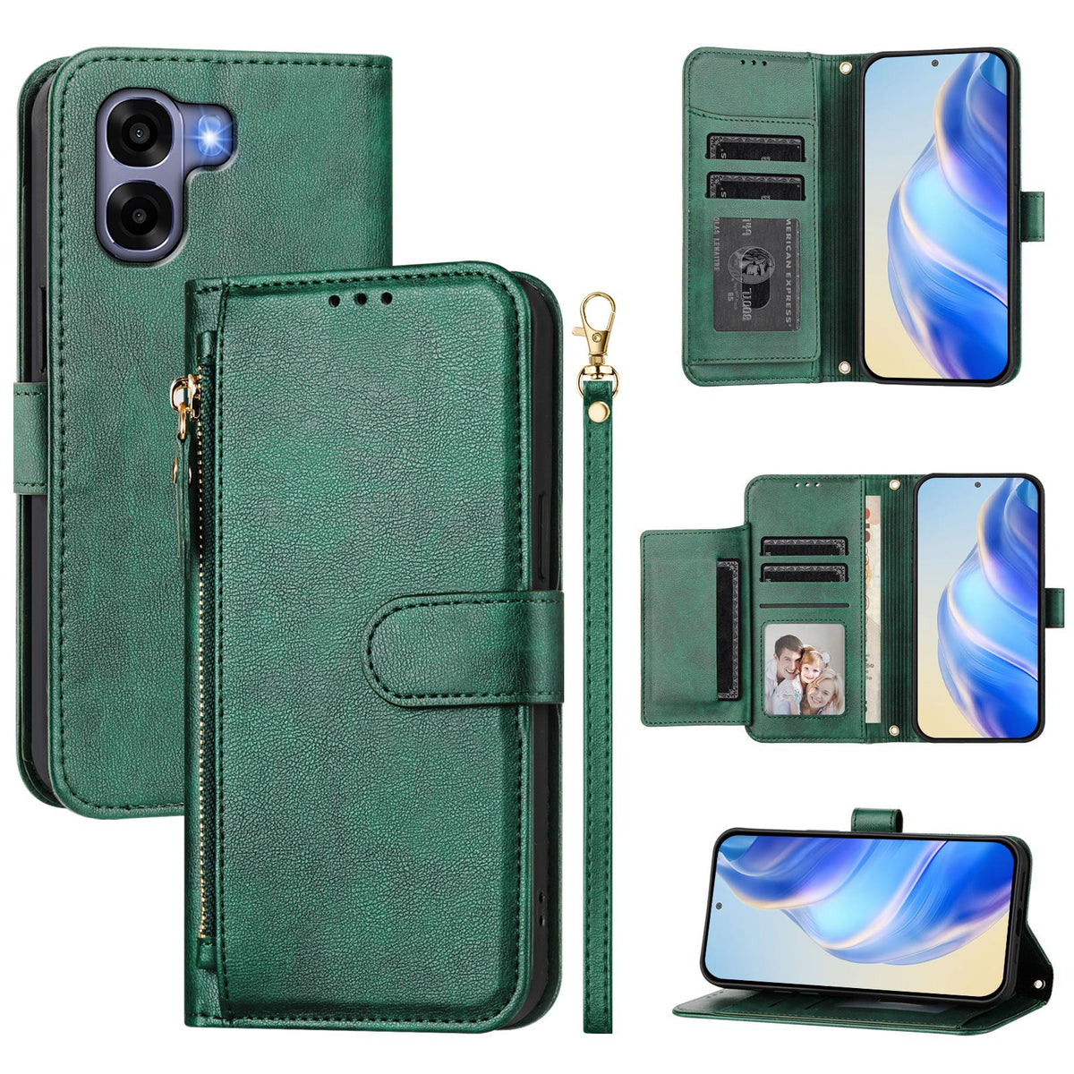 Til Oppo A6x 4G Cover Lynlåslomme Flere Kortrum Læder Telefoncover