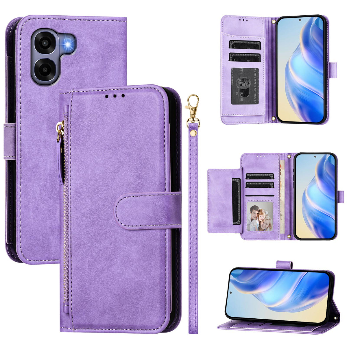 Til Oppo A6x 4G Cover Lynlåslomme Flere Kortrum Læder Telefoncover