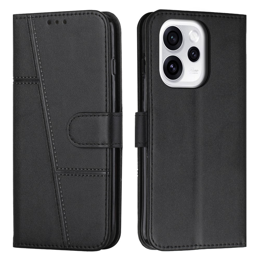 For Oppo Reno15 F 5G Leather Phone Case Foldable Stand Wallet Flip Cover with Strap