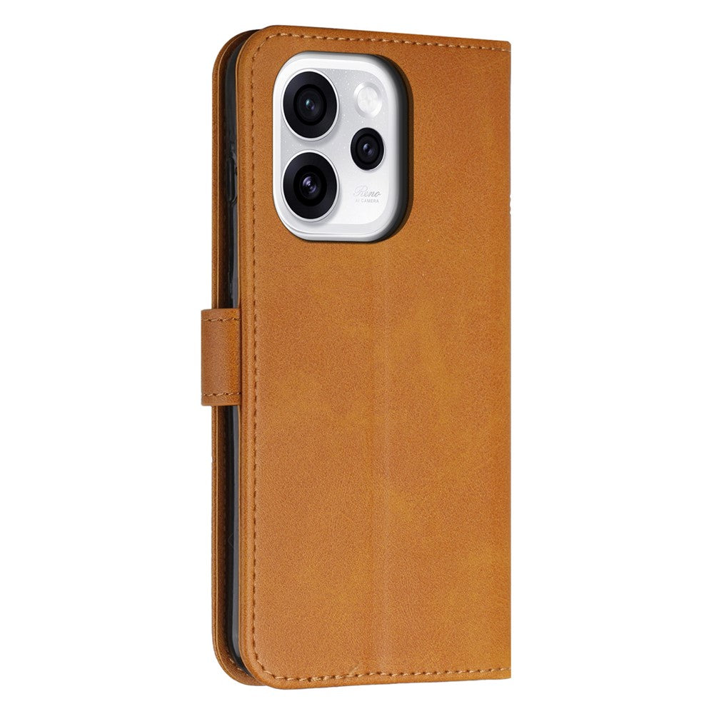 Leather Phone Case For Oppo Reno15 Pro Max 5G (Global)  /  Reno15 Pro 5G (China) Foldable Stand Wallet Flip Cover with Strap