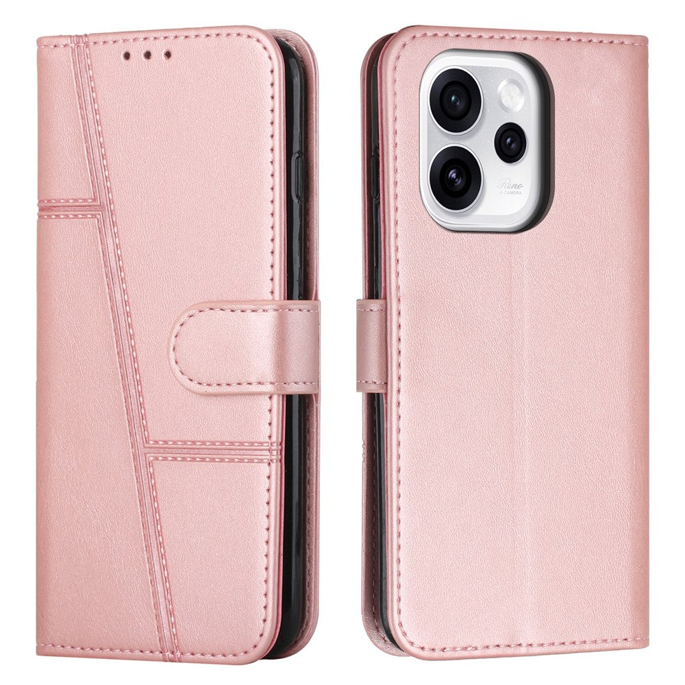 Leather Phone Case For Oppo Reno15 Pro Max 5G (Global)  /  Reno15 Pro 5G (China) Foldable Stand Wallet Flip Cover with Strap