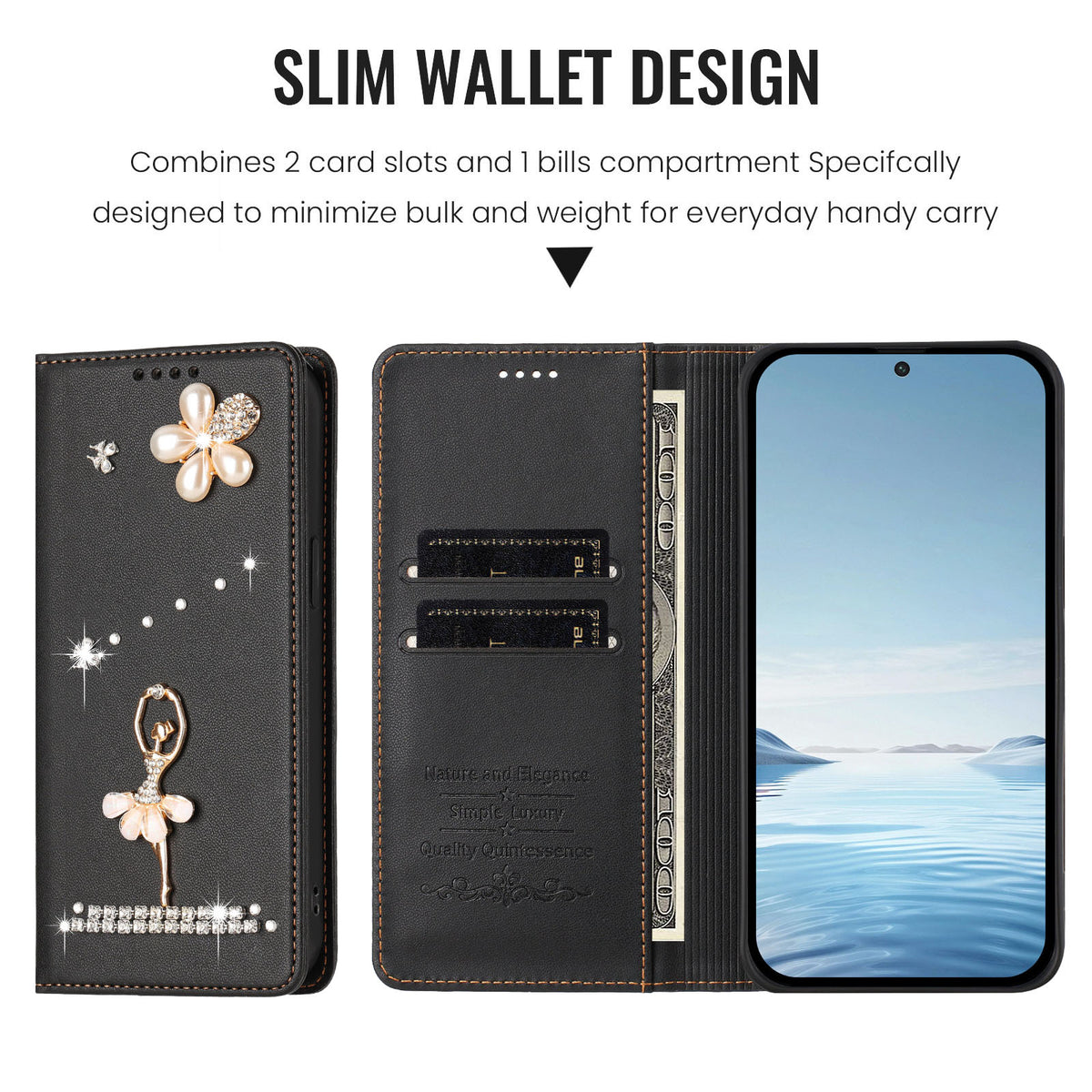 For Xiaomi Redmi Note 15 Pro 5G (Global) Leather Case RFID Blocking Wallet Stand Rhinestones Ballet Dancer Flip Phone Cover