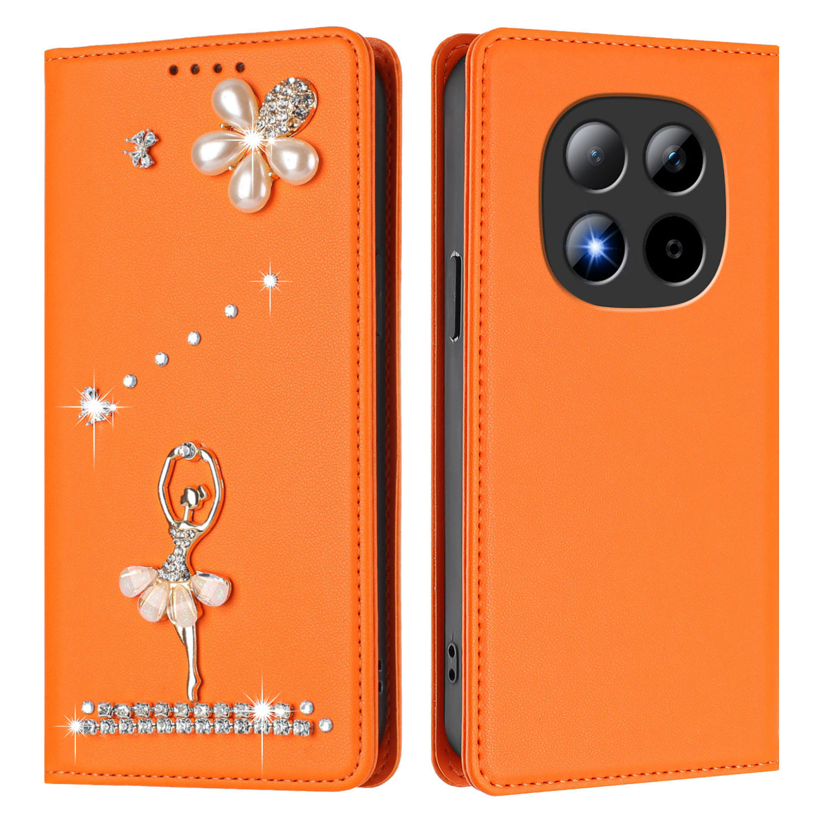 For Xiaomi Redmi Note 15 Pro 5G (Global) Leather Case RFID Blocking Wallet Stand Rhinestones Ballet Dancer Flip Phone Cover