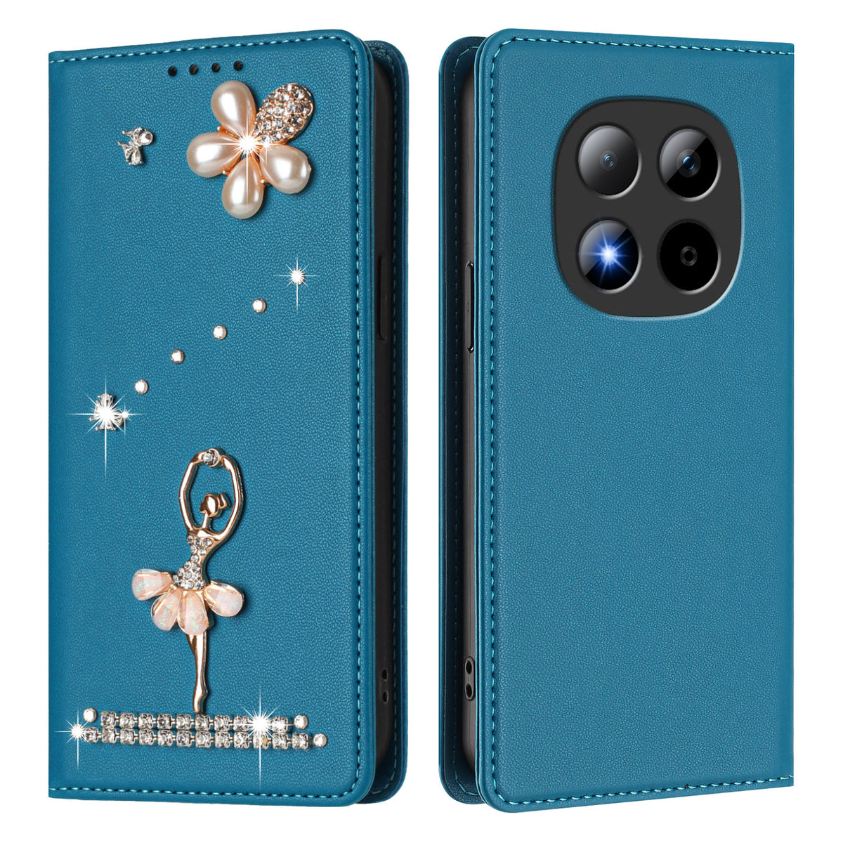 For Xiaomi Redmi Note 15 Pro 5G (Global) Leather Case RFID Blocking Wallet Stand Rhinestones Ballet Dancer Flip Phone Cover