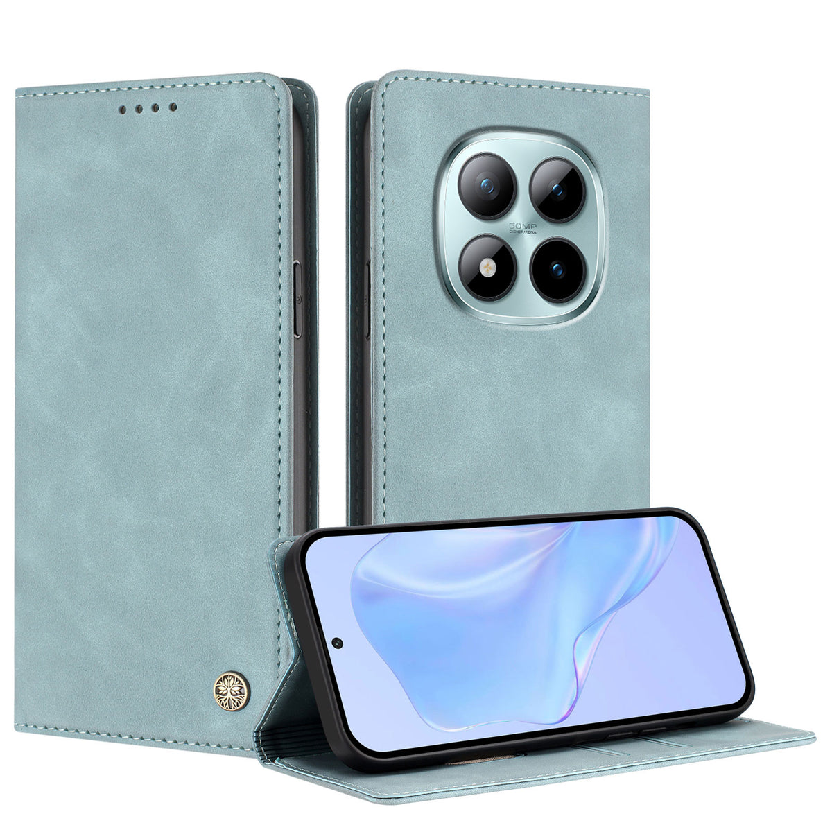 Xiaomi Poco M8 Pro 5G / Xiaomi Redmi Note 15 Pro+ 5G (Global) Fodral HX RFID-blockerande plånboksfodral i läder med fällbart lock till mobilen
