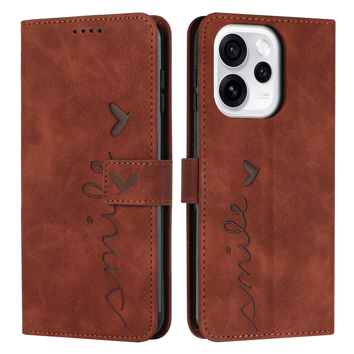 For Oppo Reno15 F 5G Stand Case PU Leather Phone Cover Imprinted Heart Pattern