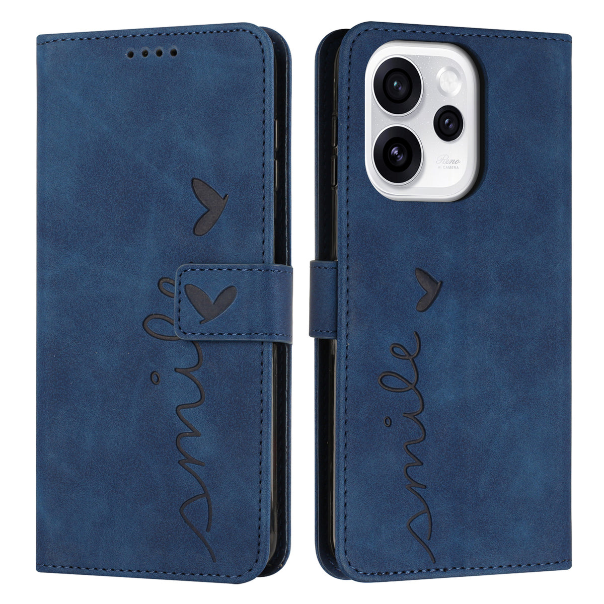 For Oppo Reno15 F 5G Stand Case PU Leather Phone Cover Imprinted Heart Pattern