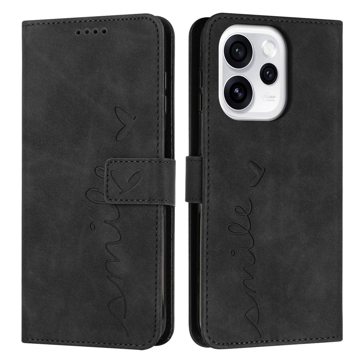 For Oppo Reno15 F 5G Stand Case PU Leather Phone Cover Imprinted Heart Pattern