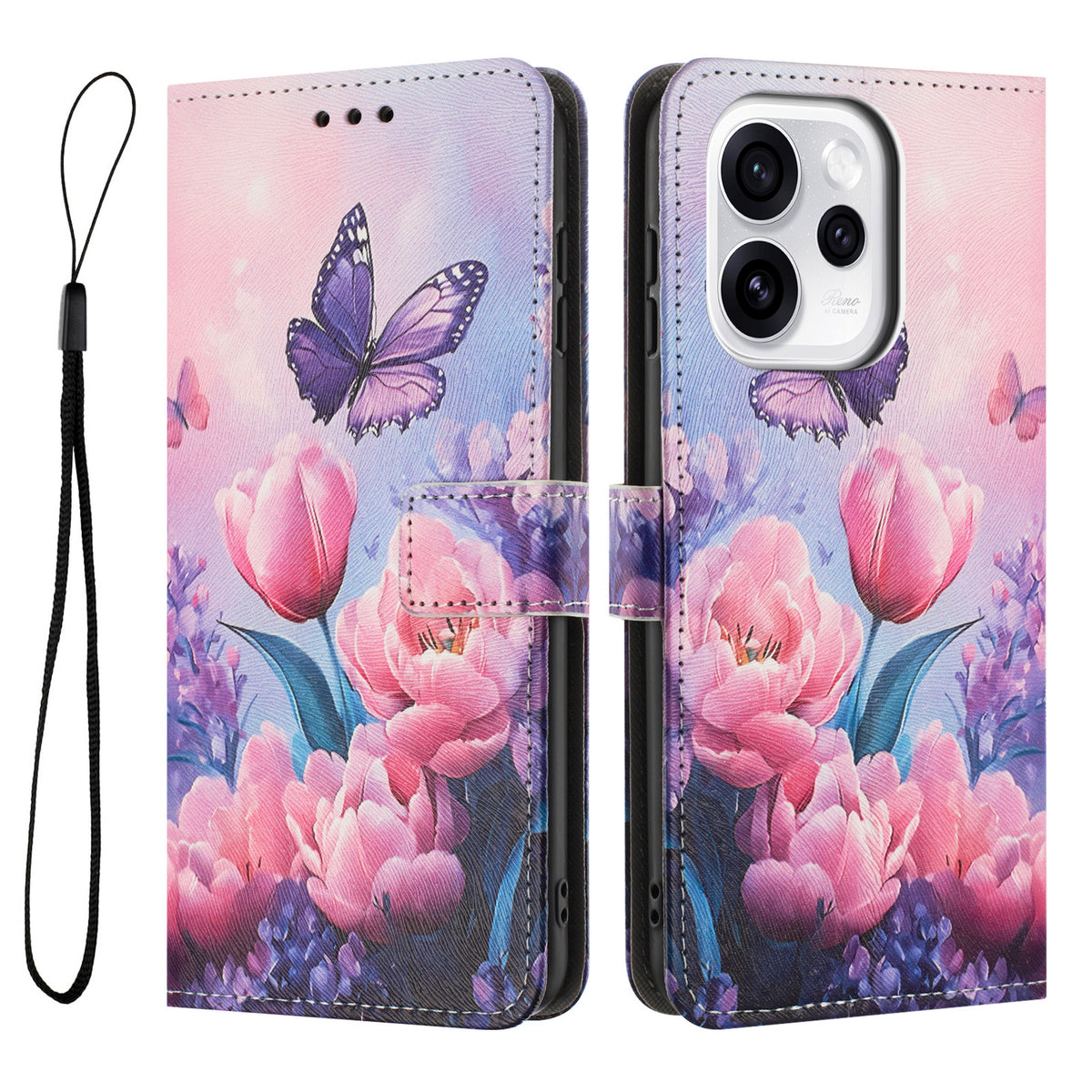 For Oppo Reno15 F 5G Wallet Case Pattern Printing PU Leather Phone Cover with Lanyard