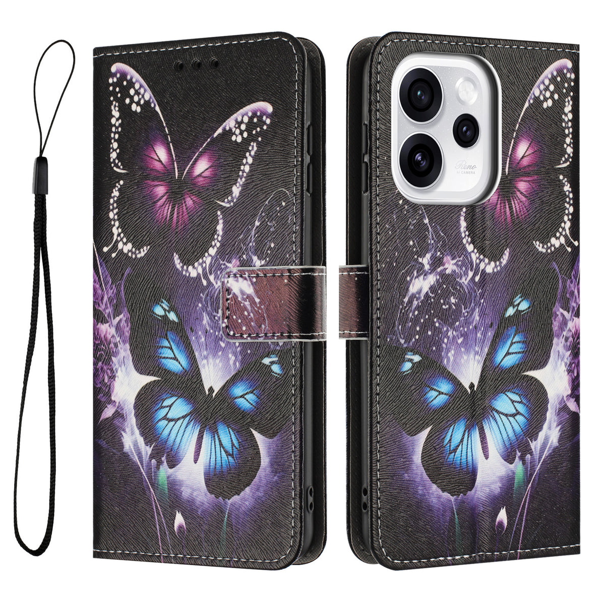 For Oppo Reno15 F 5G Wallet Case Pattern Printing PU Leather Phone Cover with Lanyard
