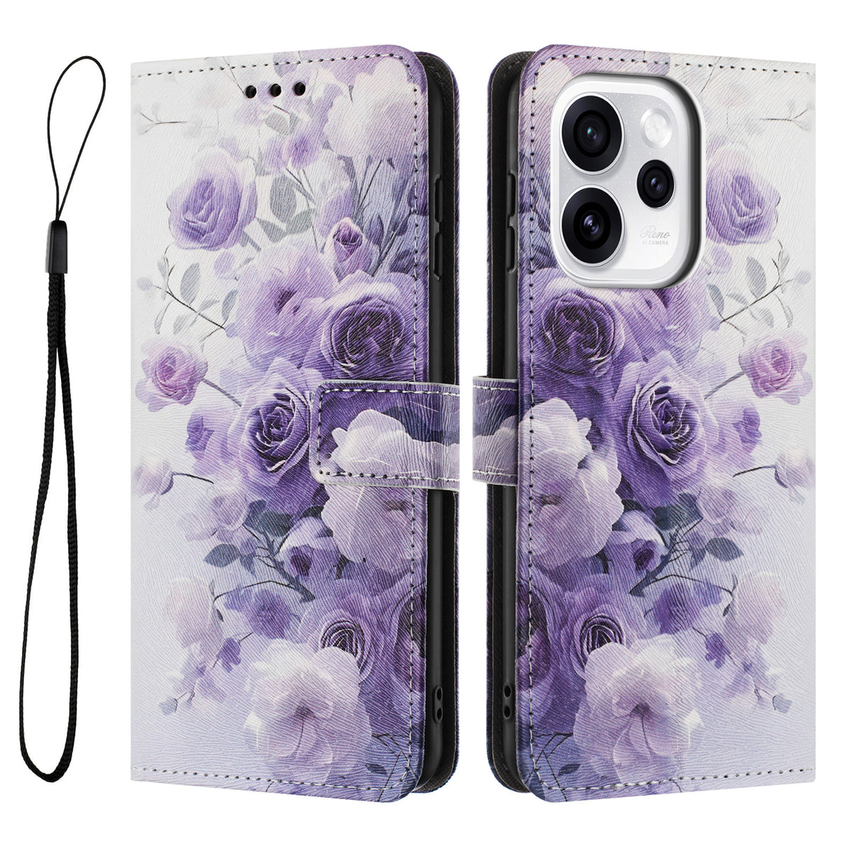 For Oppo Reno15 F 5G Wallet Case Pattern Printing PU Leather Phone Cover with Lanyard
