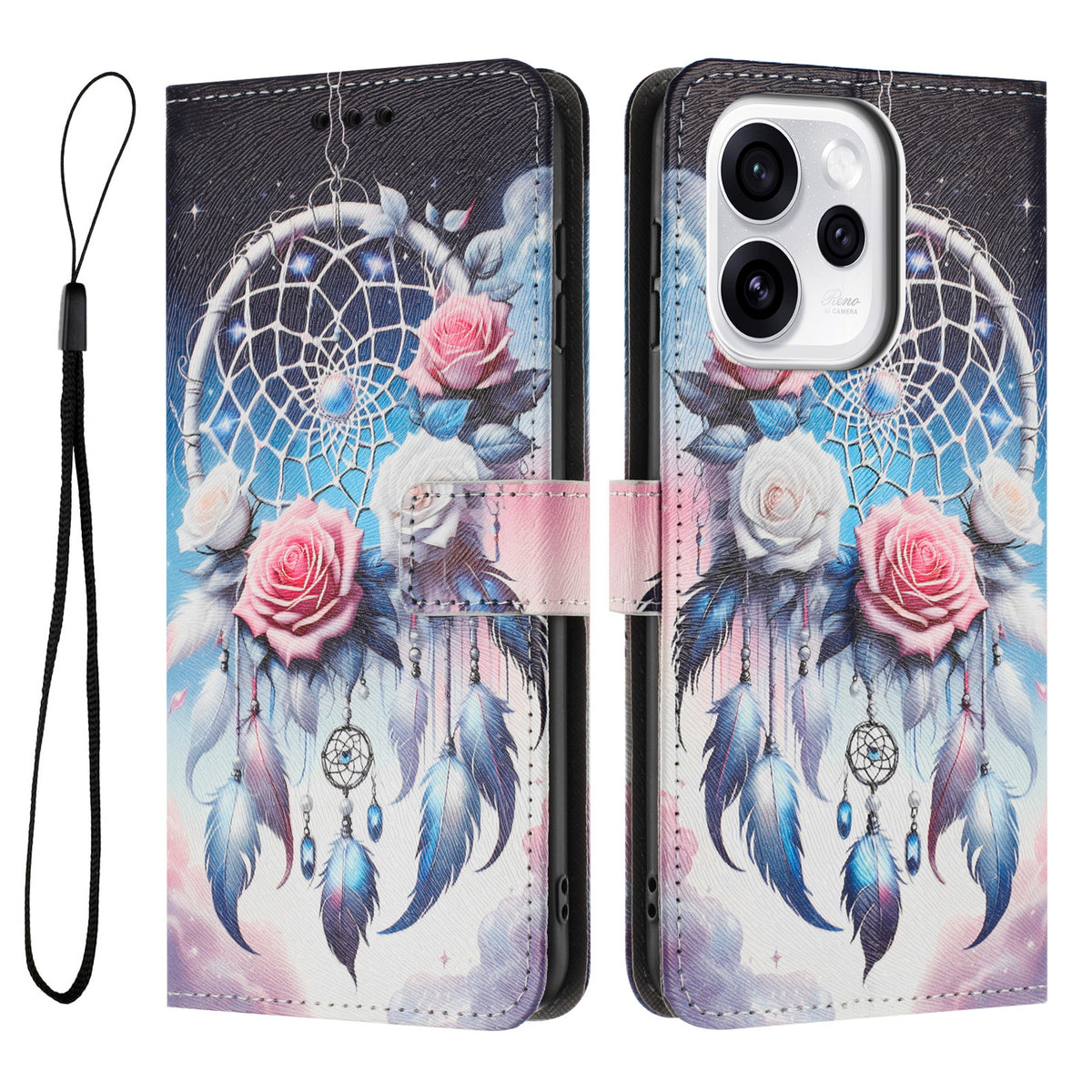 For Oppo Reno15 F 5G Wallet Case Pattern Printing PU Leather Phone Cover with Lanyard
