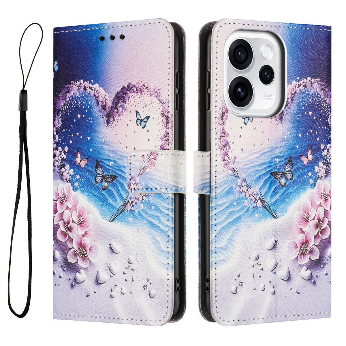 For Oppo Reno15c 5G (China) / Oppo Reno15 5G (Global) Wallet Case Pattern Printing PU Leather Phone Cover with Lanyard