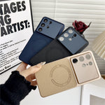 Samsung Galaxy S24 Ultra-skal med precisa utskärningar, texturerat PU-läder, belagt med PC + TPU-fodral