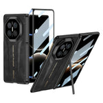 GKK For Huawei Mate X7 Case Magnetic Hinge Protection PC PU Leather Tempered Glass Phone Cover with Alloy Kickstand
