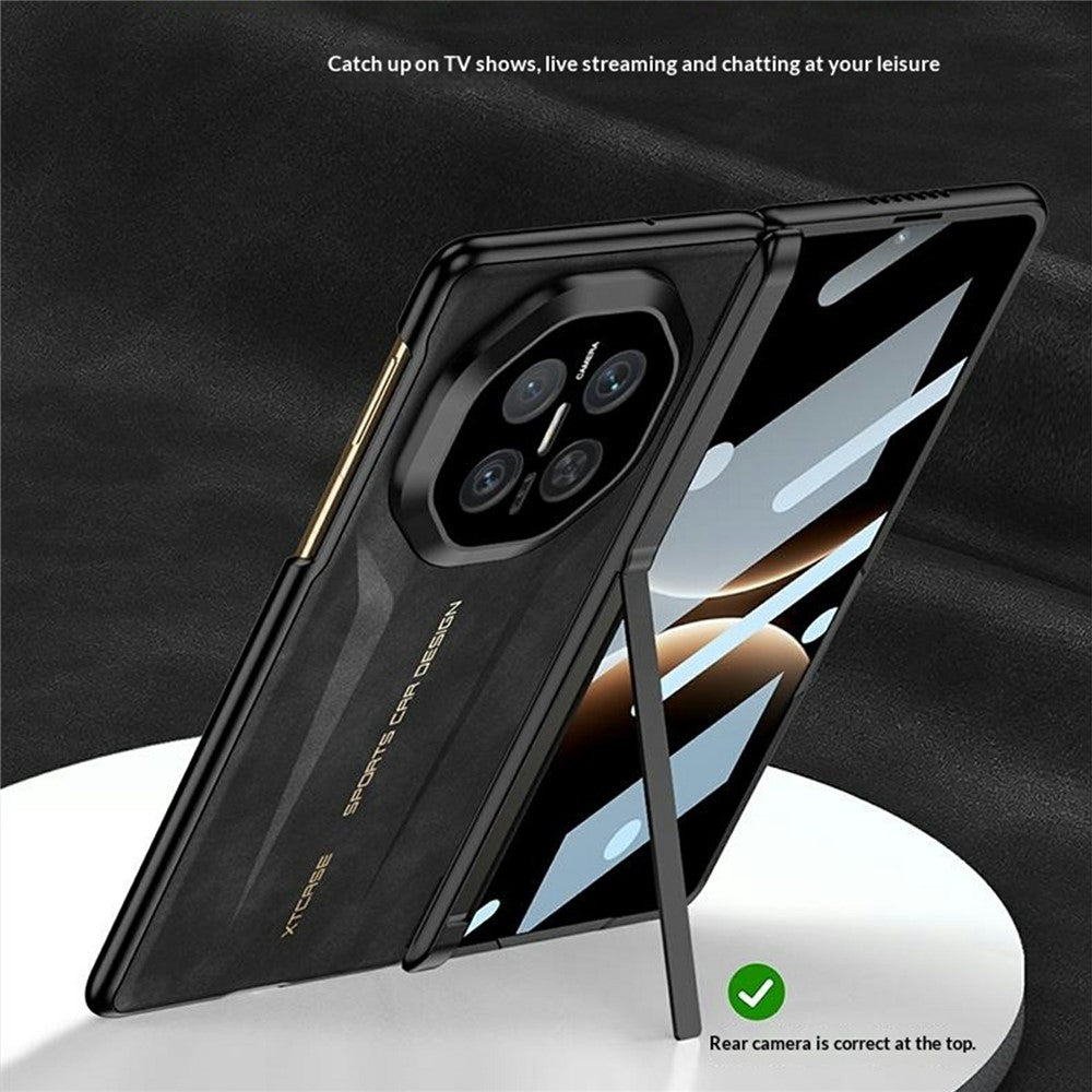 GKK For Huawei Mate X7 Case Magnetic Hinge Protection PC PU Leather Tempered Glass Phone Cover with Alloy Kickstand