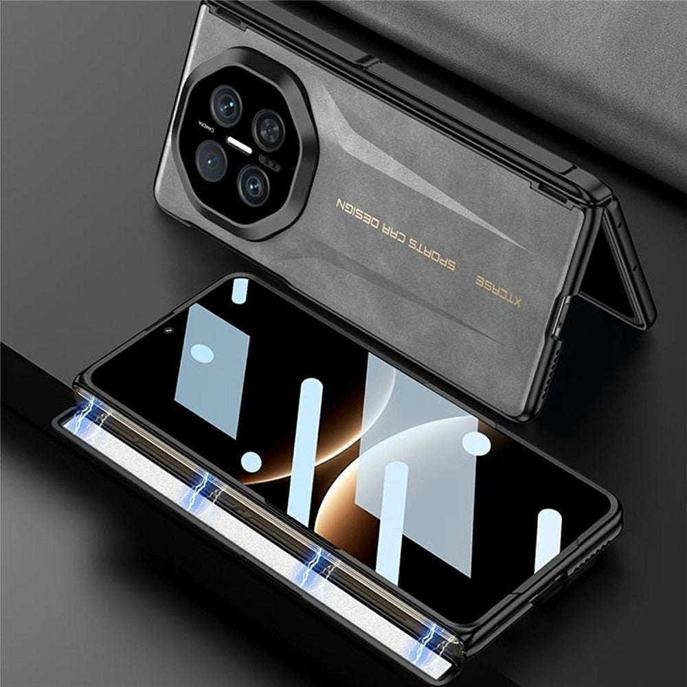 GKK For Huawei Mate X7 Case Magnetic Hinge Protection PC PU Leather Tempered Glass Phone Cover with Alloy Kickstand